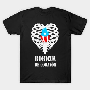 Boricua Flag Heart X-Ray Text T-Shirt